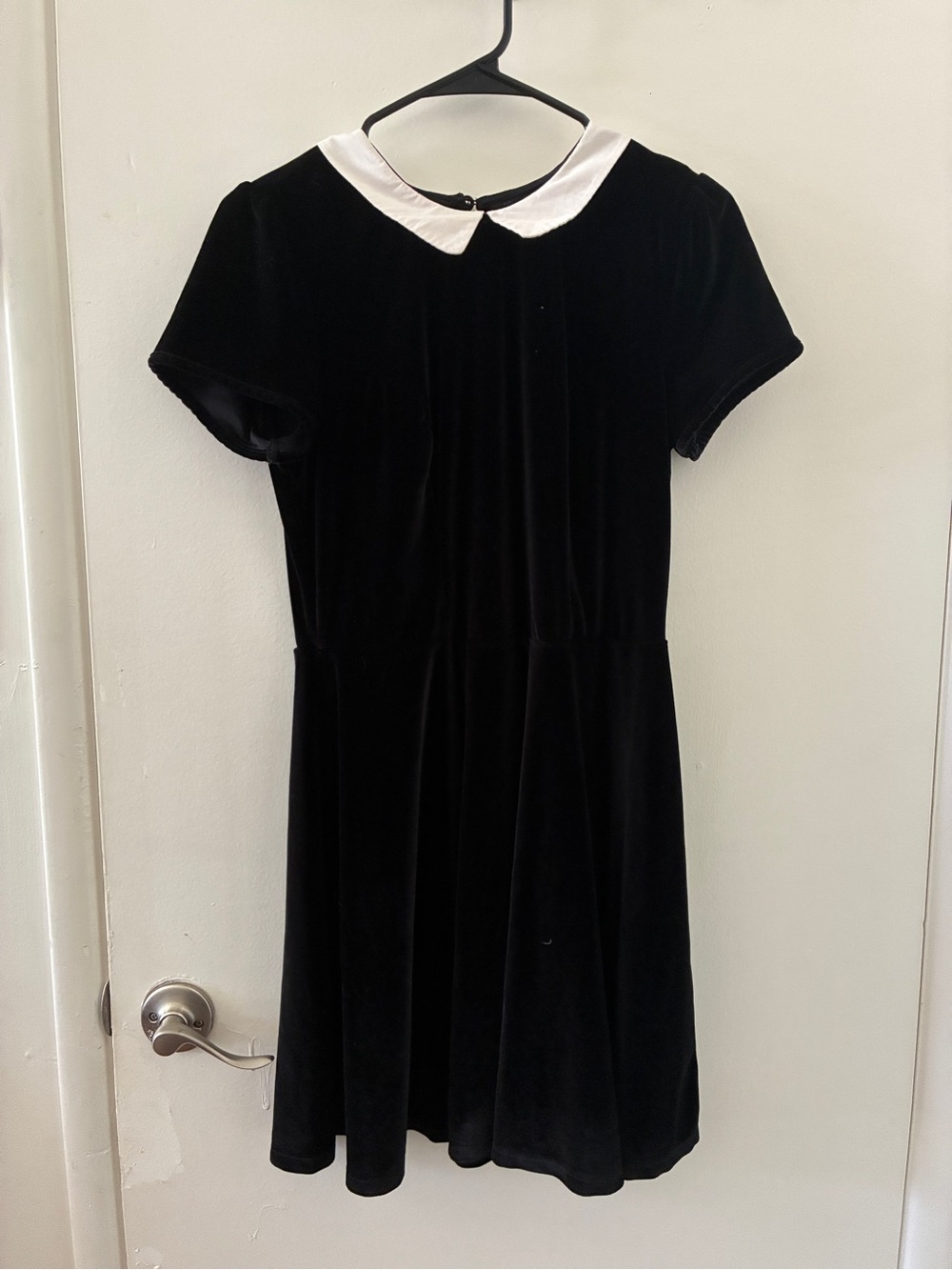 Hot Topic Black Velvet Dress with White Peter Pan Collar